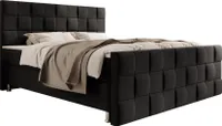 Boxspringbett Tarifa 180x200cm Velour Schwarz mit Fußteil 7 Zonen Taschenfederkernmatratze Minipocket Unterfederung