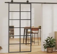 vidaXL Posuvné dvere s kovaním ESG sklo a hliník 90x205 cm