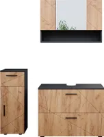 Vicco Badmöbel-Set Irma, 3 Teile, mit Schubladenschrank und Midischrank, Anthrazit/Eiche