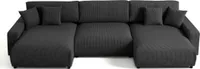 Lisa Design Pivoine - 7-sitzer Wohnlandschaft U-form - Schlaffunktion und Bettkasten - Cord , Dunkelgrau