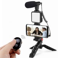 Smartphone-Vlogging-Set Video-Kit mit Stativmikrofon LED-Licht-Telefonhalter