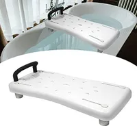 TRMLBE Badewannenbrett 70x31cm Badewannensitz Erwachsene Senioren 41-63cm Einstellbar Wannenbrett zum Sitzen PP-Material Sitzbrett für Badewanne Duschbrett MAX. 150KG Badebrett, Schwarz Griff