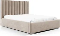 Stauraumbett Filippa 180x200 – Bett mit Bettkasten, hohes Kopfteil (125 cm), Metallrahmen & Samtbezug, Piano 03 Creme