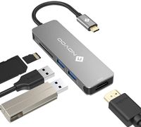 NOVOO USB C Hub (5 in 1) Aluminium mit HDMI 4K Adapter, USB 3.0 Anschlüsse, 1 SD und 1 microSD Kartenleser für MacBook Pro 2015/2016/2017, neues MacBook 12-Zoll, Chromebook und mehr Type-C Geräte