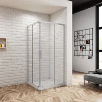 100x100x185cm Duschkabine Duschabtrennung Eckeinstieg Echtglas Schiebetür Dusche Duschwand Mit Duschtasse