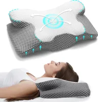 CMYbabee Orthopädisches Kissen aus Memory Foam, Seitenschläferkissen Nackenstützkissen, Kopfkissen Nackenschmerzen, Ergonomisches Schlafkissen für Nacken-und Schulterschmerzen, Grau