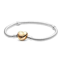 Pandora Moments Schlangen-Gliederarmband mit Herz-Verschluss 568707C00 Damenarmband, Armbandumfang:16cm