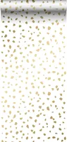 ESTAhome Terrazzo Mat Terrazzo-Motiv Weiß und Gold - 139133 - 0,53 x 10,05 m