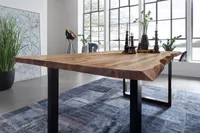 Esstisch Baumkante massiv Akazie natur 180 x 90 schwarz NOAH