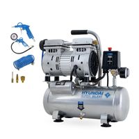 HYUNDAI Silent Kompressor SAC55751 SET (8 bar, 6L, tragbar, ÖLFREI, 59 dB, 550 W / 0.75 PS)