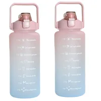 XTDMJ 2 Liter Trinkflasche Sport mit Langen Griff Becherbürste, Trinkflasche  2L Wasserflasche mit Strohhalm und Zeitmarkierung, BPA-Frei, Trinkflaschen  für Wandern Fitness Outdoor-Sport : : Sport & Freizeit