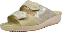 Rohde Damen Pantolette Klettverschluss Leder metallic Optik Soltau-40 8655, Größe:42 EU, Farbe:Beige