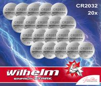 20 x Knopfzelle CR2032 Wilhelm Batterie LIthium 3V CR 2032 Industrieware