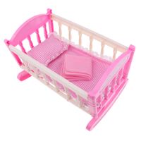 21x33cm Puppen Bett Babypuppe Zubehör Puppenbett Puppenwiege Wiege Bettchen Pink 