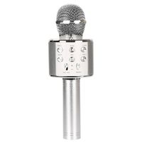Professionell Bluetooth Karaoke Mikrofon Wireless Lautsprecher, Dreischichtig automatisch Rauschunterdrückung, KTV-Musikplayer, Microphone, Gesangsrecorder, Handmikrofon, silber