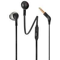 Originálne JBL T205 In-Ear Headset Stereo slúchadlá 3,5 mm konektor Plochý kábel JBLT205BLK Black