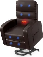 FLEXISPOT Relaxsessel, Massagesessel, Aufstehsessel, Schlafsessel, Elektrischer Fernsehsesssel mit Aufstehhilfe, Heizfunktion für Senioren (Braun)
