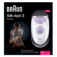 Braun Silk-epil 3 Legs 3170 | Epilátor | biely/fialový | systém 20 pinziet | masážne valčeky | čistiaca kefka