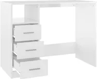 vidaXL Schreibtisch mit Schubladen Hochglanz-Weiß 102x50x76 cm