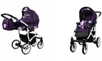 BabyLux® Largo | 2in1 Kinderwagen Bambimo | Violet Flowers | Kombikinderwagen | Kinderwagenset | Bug