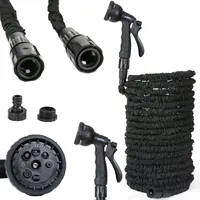 Grafner Gartenschlauch flexibel dehnbar Flexischlauch, 30 Meter, 3-fach Latexkern, mit 8-fach Soft-Multifunktionsbrause, KEIN PLATZEN, massive Steckverbinder, schwarz flexi Schlauch