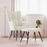 vidaXL Relaxační křeslo s taburetem Cream White Velvet