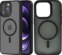 Wörleonline iPhone 15 Pro Max Hülle matte Optik MagSafe kompatible Handyhülle Case, Schwarz