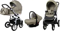 Kombikinderwagen Kinderwagenset 3in1 Kinderwagen, ALU WAY, Buggy Autositz Khaki Monstera Leaves