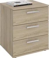 Nachttisch MARIELLA Nachtschrank Nachtkommode für Boxspringbett, in Sonoma Eiche, mit 3 Schubladen
