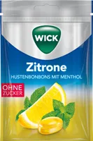 WICK Zitrone zuckerfreie Halsbonbons mit natürlichem Menthol 72g