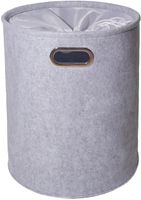 Theo&Cleo Premium Wäschekorb Filz mit Sichtschutz - moderner Wäschesammler - hochwertiger und robuster Wäschepuff Grau - Designer Wäschesack - Filzkorb je 50 Liter