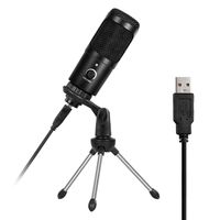 Professionelles Studiomikrofon USB-Metallkondensator-Aufnahmemikrofon mit Cardioid Studio-Aufnahmemikrofon fuer PC Laptop Schwarz