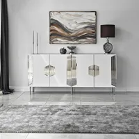 Skye Decor, Dubai - White, Silver, Wohnzimmerschränke, Weiß, 180 x 80 x 40 cm