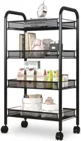 7MAGIC Küche Badezimmer Regalwagen mit Rad vierter Stock Lagerregal für Küche, Esszimmer und Bad, Schwarz (Maße: 45*26*84 cm)