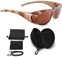 FALINGO Sonnenbrille Überzieh Überziehbrille FLEXI EDITION polarisiert UV400 (Beige Braun)