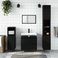 vidaXL Badschrank Schwarz 65x33x60 cm Holzwerkstoff