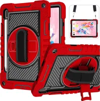 Für Samsung Galaxy Tab S10 FE / S9 / S9 FE / S8 aufstellbare Outdoor Hybrid Rot / Schwarz 360 Grad mit Halte-Schlaufe