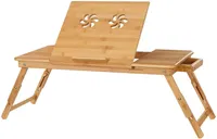 Stolík pod notebook bambusový, odvetrávanie, úložný šuplík, šírka 89 cm