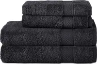 Komfortec 4er Handtuchset aus 100% Baumwolle, 2 Handtücher 50x100 cm und 2 Badetücher 70x140 cm Set, Frottee, Weich, Schwarz