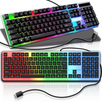 Podsvietená Herná klávesnica RGB LED osvetlenie RGB LED svetlo USB PC PS3 PS4 Windows farebná drôtová biely Retoo