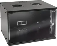 HMF 65707-02 Serverschrank 19 Zoll, 7 HE, Netzwerkschrank, 51 x 40 x 36 cm, Schwarz