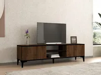Skye Decor, Erem - Walnut, Black, TV-Ständer, 100 % MELAMINBESCHICHTETE SPANPLATTEN, Nussbaum, 180 x 40 x 45 cm
