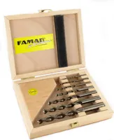 FAMAG Holzspiralbohrersatz 7-teilig D=3,4,5,6,8,10,12mm im Holzkasten 1594507