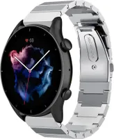 Strap-it Metallarmband - Kompatibel mit Amazfit GTR 3 (Pro) Armband Ersatzarmband Edelstahl - Faltschließe - Hochwertiges Material - für Smartwatch 22mm Armband Silber