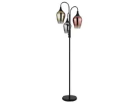 Stehleuchte, Metall schwarz, Glas chrom gold kupfer, H 165 cm
