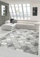Designer und Moderner Teppich Marokkanisches Muster in Grau Beige Größe - 120x170 cm