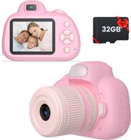Kinder Digital Kamera Spielzeug, 48MP Eingebaute 32GB SD-Karte Selfie Kamera Fotoapparat Kinder für 3-12 Jahre Alter Geburtstagsgeschenk Kinder Spielzeug,Rosa