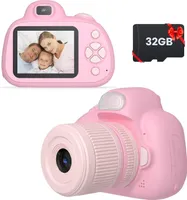 Dětský digitální fotoaparát, 48MP vestavěná 32GB SD karta Selfie fotoaparát Děti pro 3-12 let narozeninový dárek Dětská hračka, růžová
