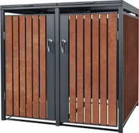 ML-Design 2-košový box na 2 koše 240L 132x80x116,3 cm, antracitový rezavý vzhled, ocel/korenová ocel, uzamykatelný