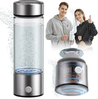 Wasserstoff Wasserflasche, USB Wiederaufladbar Wasserstoff-Wasserflasche mit PEM Technologie, 420ml Wasserflasche, Silber
